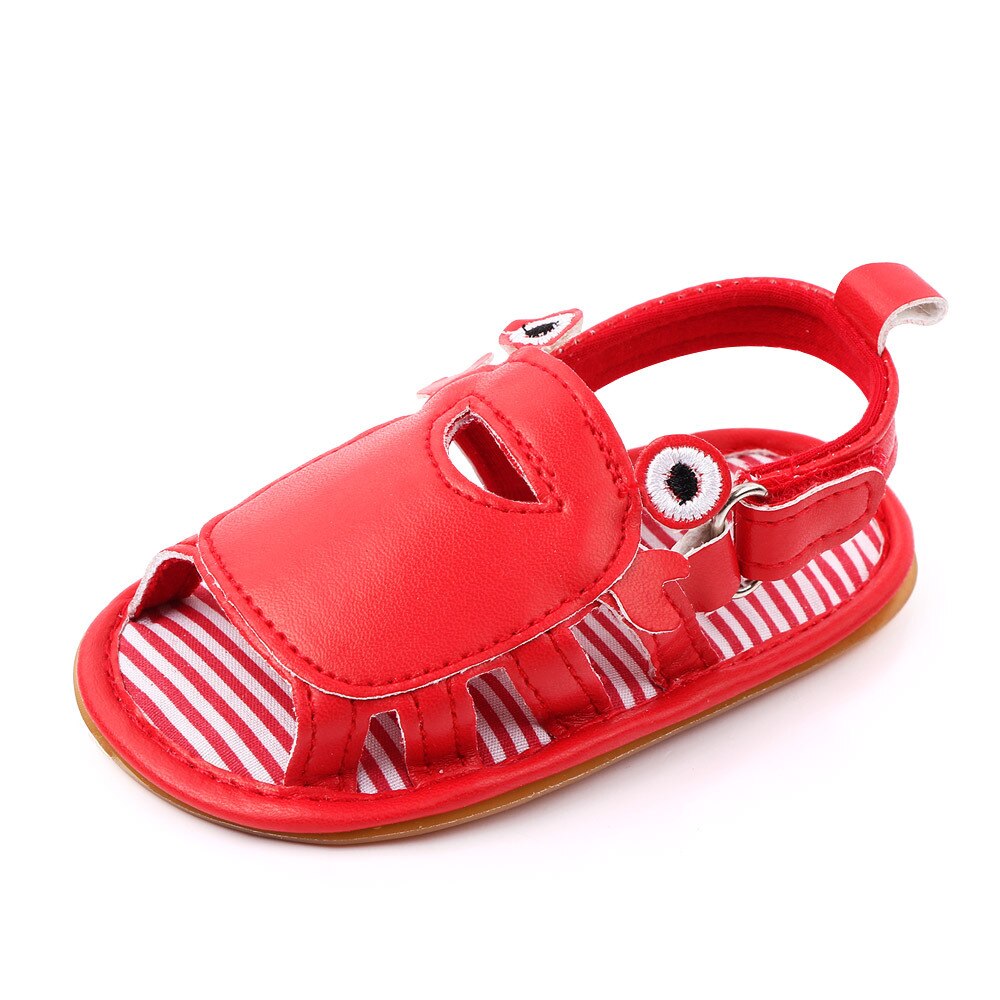 Sandales en cuir pour bébés garçons et filles, chaussures d'été à la , semelle en caoutchouc, adorables chaussures pour -nés, motif Animal de dessin animé: Rouge / 13-18 mois