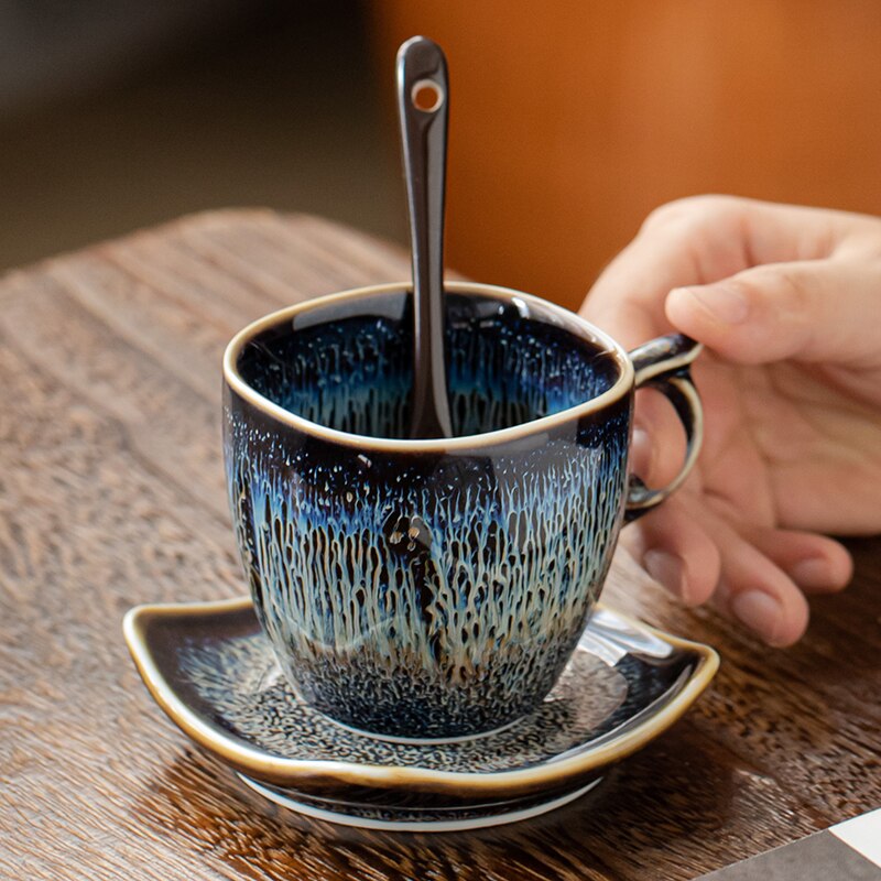 Luwu Blauw Keramische Kopje Koffie Set Thee Cup Met Schoteltjes