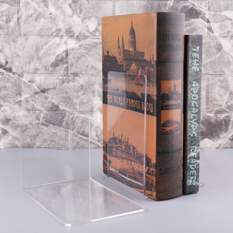 Sujetalibros de acrílico transparente, organizador de escritorio en forma de L, soporte para libros, papelería escolar, accesorios de oficina, 2 uds.,