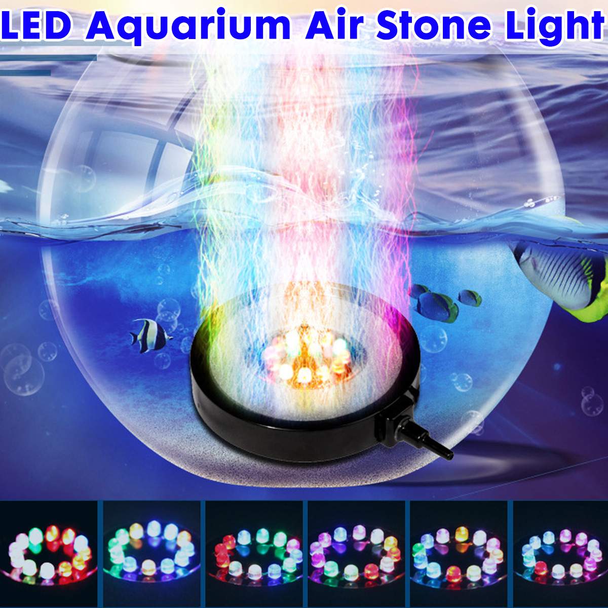 12V Onderwater Rgb Leds Licht 12 Kleur Veranderende Leds Lamp Aquarium Versieren Verlichting Fish Tank Luchtbel Steen Licht eu/Us Plug