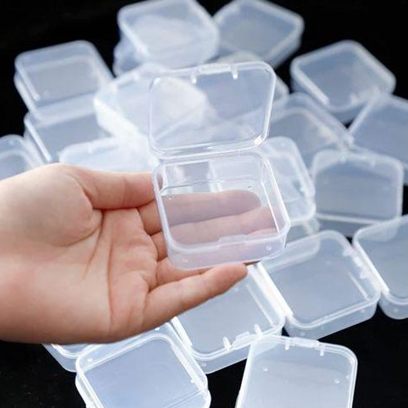 Mini contenedores transparentes de 6-48 Uds., caja de almacenamiento de cuentas cuadradas de plástico para cuentas, joyería, manualidades, juego de mesa, organización de piezas al por mayor