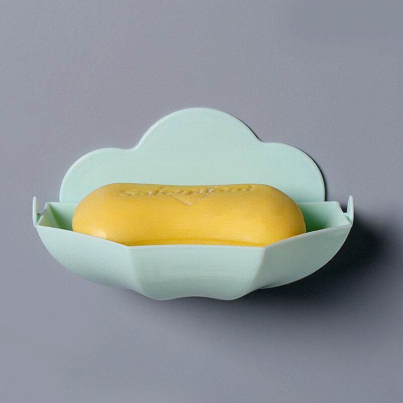 1Pc Cloud Zeephouder Wall Mounted Opknoping Badkamer Douche Zeepbakje Douche Platen Zeep Opslag Afvoer Plastic Zeepbakje rack: C