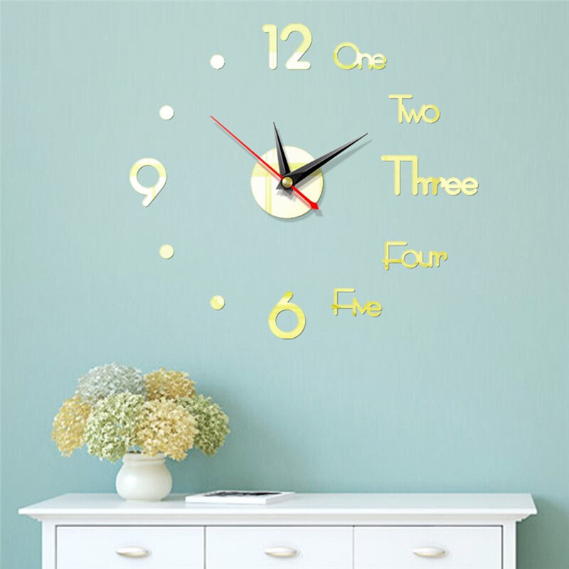 Wanduhren 3D Zauberstab Uhr Aufkleber Wohnkultur Selbst-Klebstoff Quarz Uhren Wohnzimmer Acryl Große Wanduhr Moderne