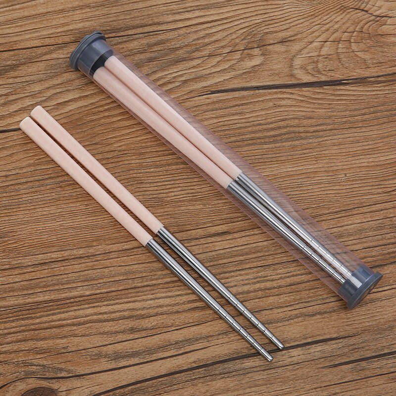 1 Paar Chinese Metalen Eetstokjes 304 Roestvrij Staal Eetstokjes Draagbare Reizen Chop Stick Herbruikbare Voedsel Sticks Voor Sushi Hashi ^ 1: 3