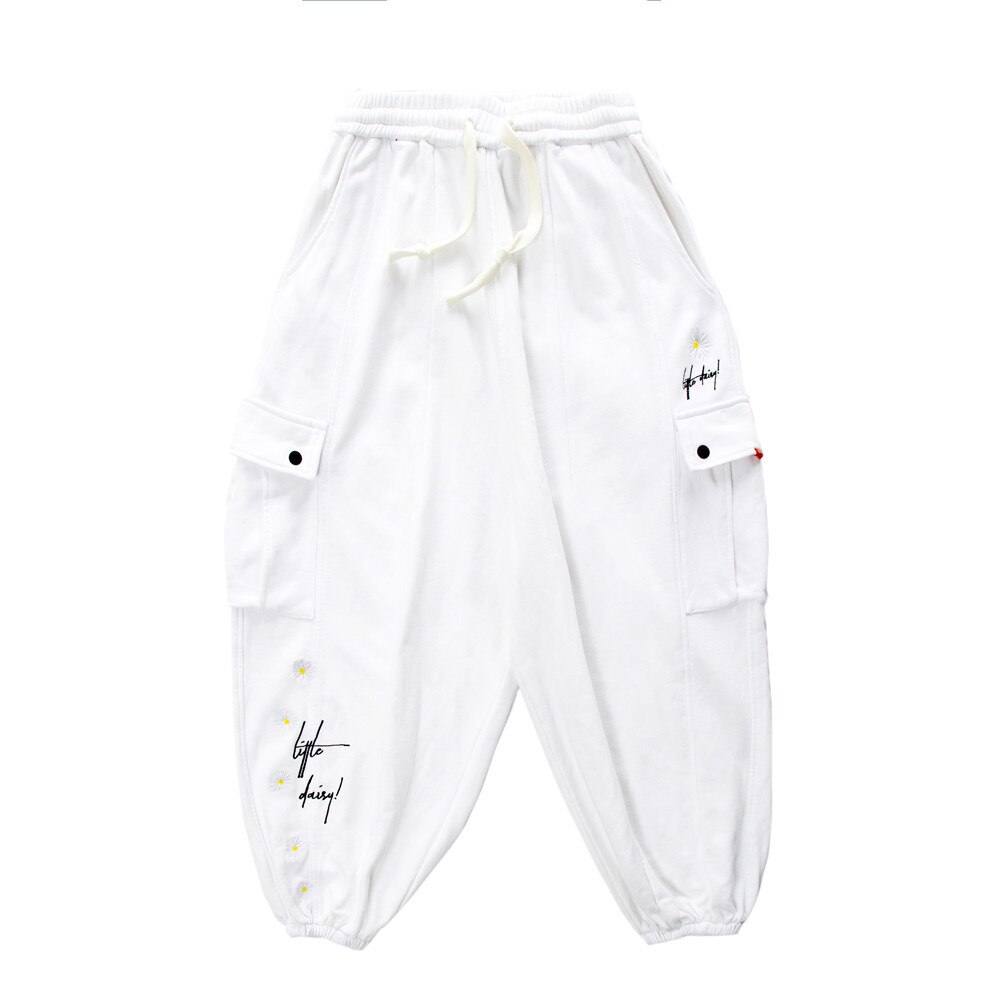 UNCLEDONJM pantalones multibolsillos bordados con margaritas, Pantalones anchos sueltos para hombre, pantalones cruzados, pantalones holgados LN-PR3