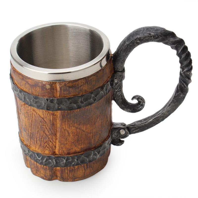 550ml Simulation Rohöl Holz Becher Doppel Wand Isoliert Bier Tasse Wein Becher Große Trinken Becher Wein Becher Bier Becher