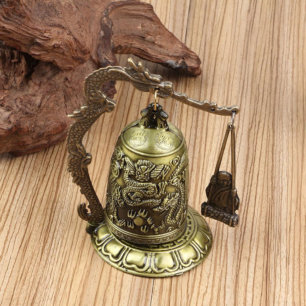 Buddhism Temple Brass Copper Dragon Bell Lotus Buddhism Arts Decor Home Dragon Copper Carved Ornament Statue Crafts Bell R9U8