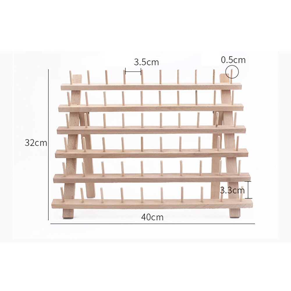 Solid Wood Shelf Folding Spool Storage Rack Sewing Thread Rack 60-Spool Thread Organizer For Sewing Embroidery