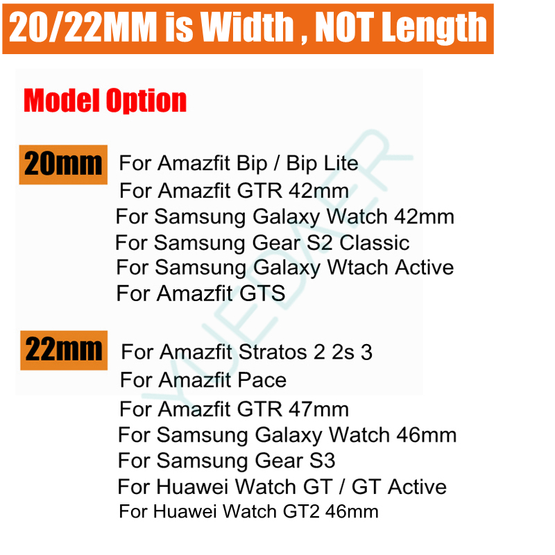 YUEDAER Per Amazfit GTR 47 MILLIMETRI Cinghia Per Huami Amazfit Bip Lite/Stratos 3 2/Pace/GTS watch Band Per Huawei GT 2 Cinturino Della Banda