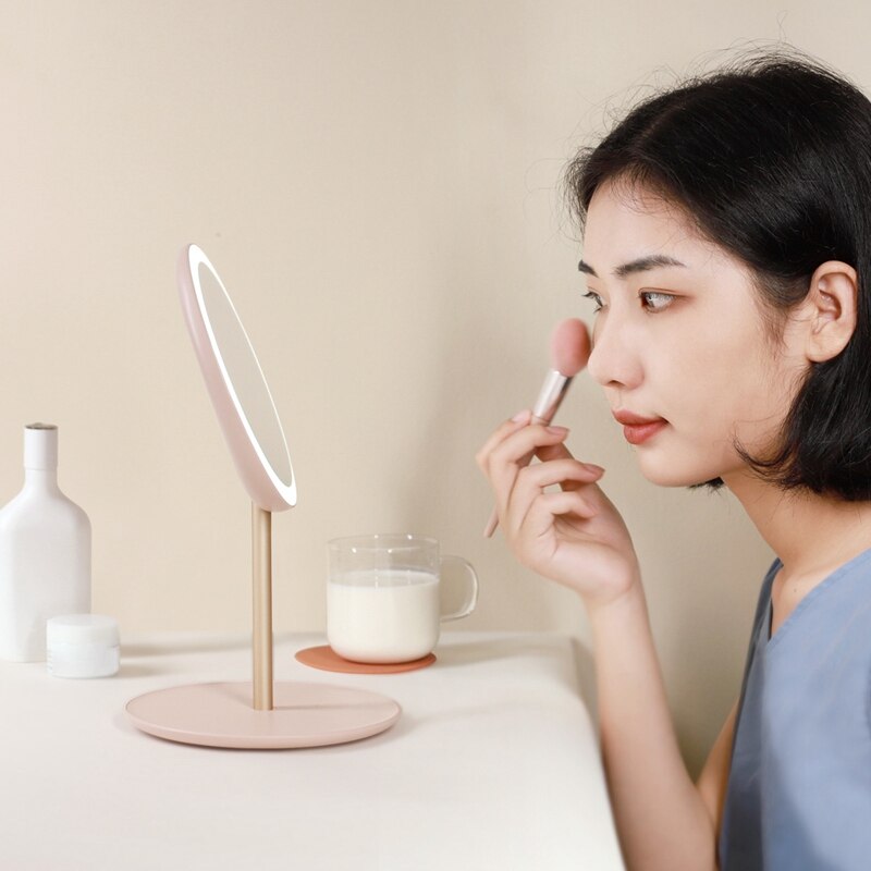 Makeup forfængelighed spejl genopladeligt med lys smart pressesensor dæmpbar 1x/10x forstørrende kosmetisk skønhed high definition circ
