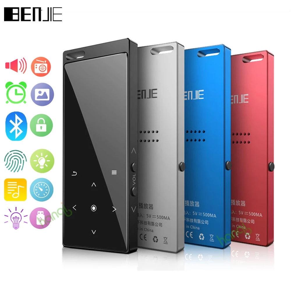 Benjie-reproductor MP3 M3 con Bluetooth, Audio portátil, 8GB, con altavoz incorporado, reproductor de música, grabadora, Radio FM, compatible con tarjeta TF, Original