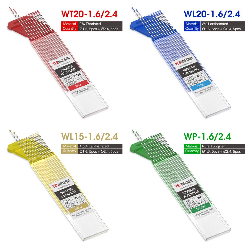 Yeswelder 10- pk tig sveising wolframelektrode wp /wt20/wc20/wl15/wl20/ wx