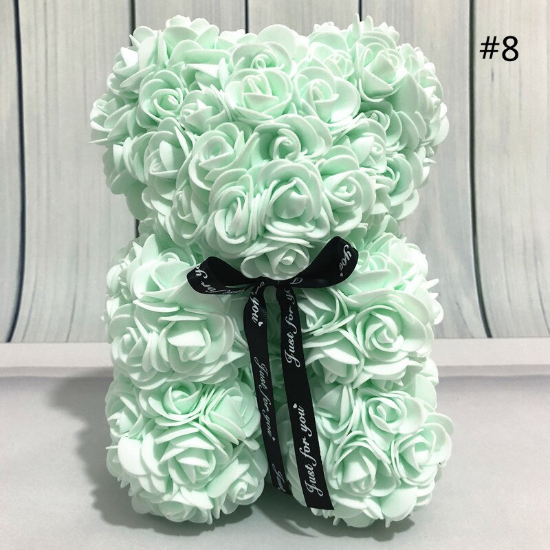 25cm bjørne af roser kunstige blomster hjem bryllup festival gør det selv billig bryllup dekoration boks krans håndværk: Lysegrøn