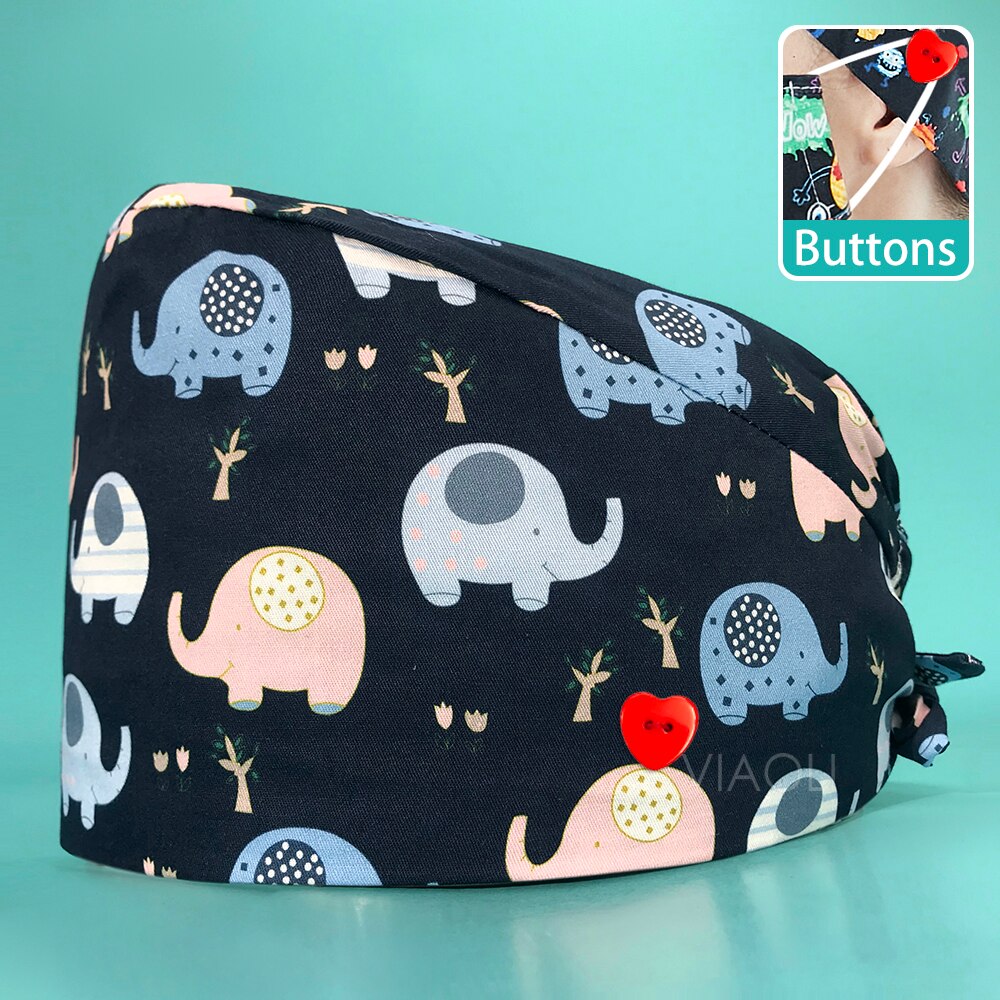 Cartoon Printing Verstelbare Scrub Cap Schoonheidssalon Verpleging Cap Laboratorium Werk Cap Pet Shop Sanitaire Dragen Scrub Cap Unisex: 22017ax
