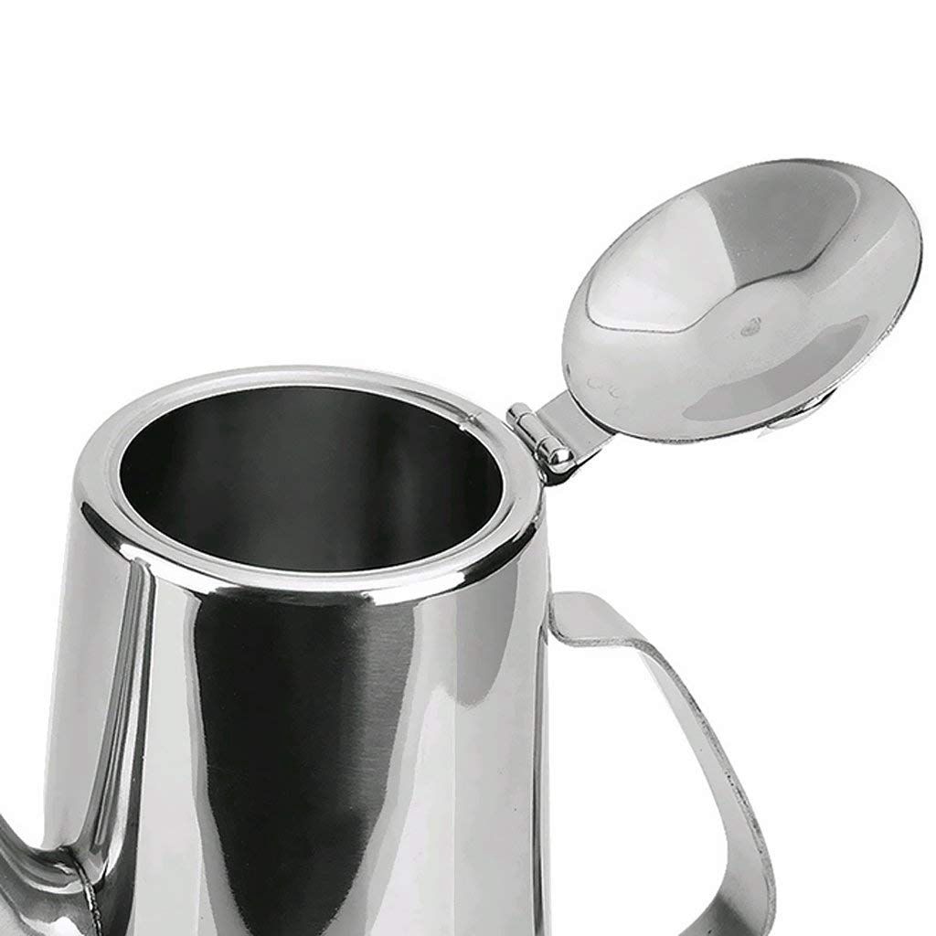 Pitcher Stainless Steel Water Carafe with Lid for Coffee Milk Beverage Short Spout, 2L