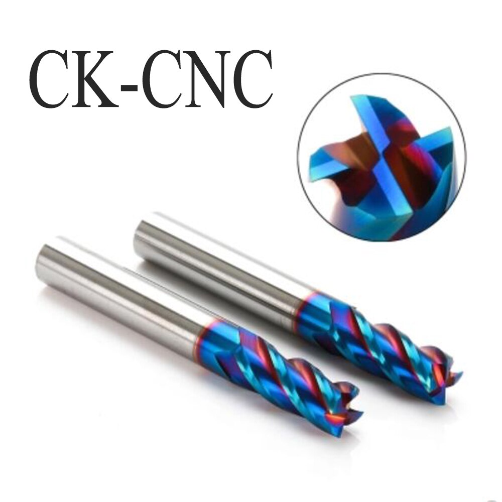 Sak wolfram stål fræser 4 blade 65 grader nanoblå belægning høj hårdhed pindfræser cnc numerisk kontrolværktøj hårdmetal