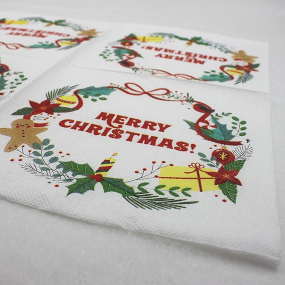 40 pcs Disposable Napkins Christmas Printed Decorative Tissue Paper Towel Party Supplies for Home Hotel