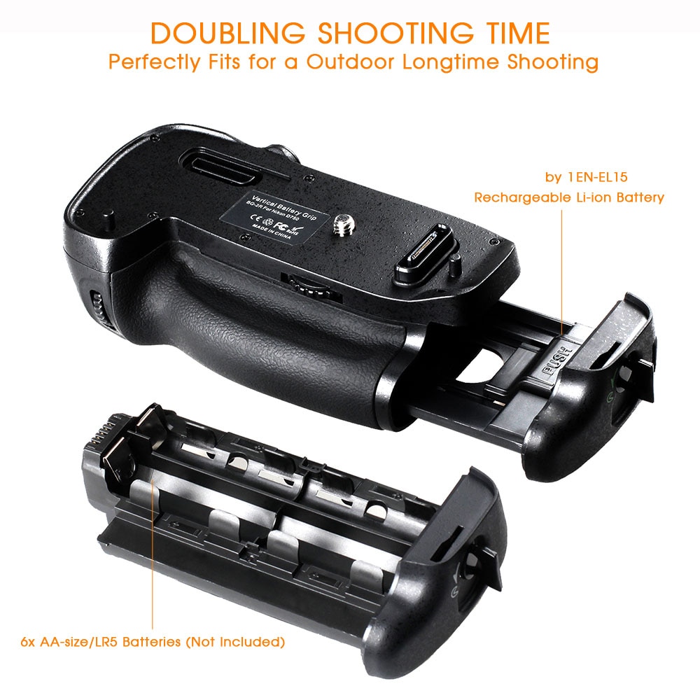 Travor vertical battery grip holder for Nikon D750 DSLR Camera work with EN-EL15 battery as MB-D16