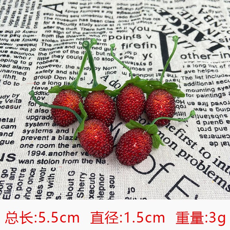 10pcs Plastic Strawberry Raspberry Mini PVC Strawberry Slice Model Simulation Fruit Home Decoration Christmas Props Model: Wild strawberry A