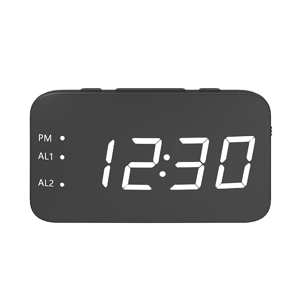 LED Digital Display Alarm Large Screen Temperature Display Voice Control Mode USB Interface Clock: White