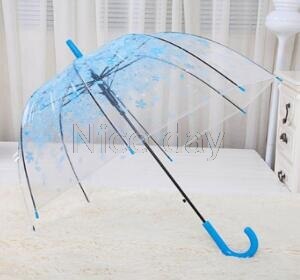 Romantisk gennemsigtig klar blomster boble kuppel paraply halv automatisk til vind kraftig regn  f17 20: Blå