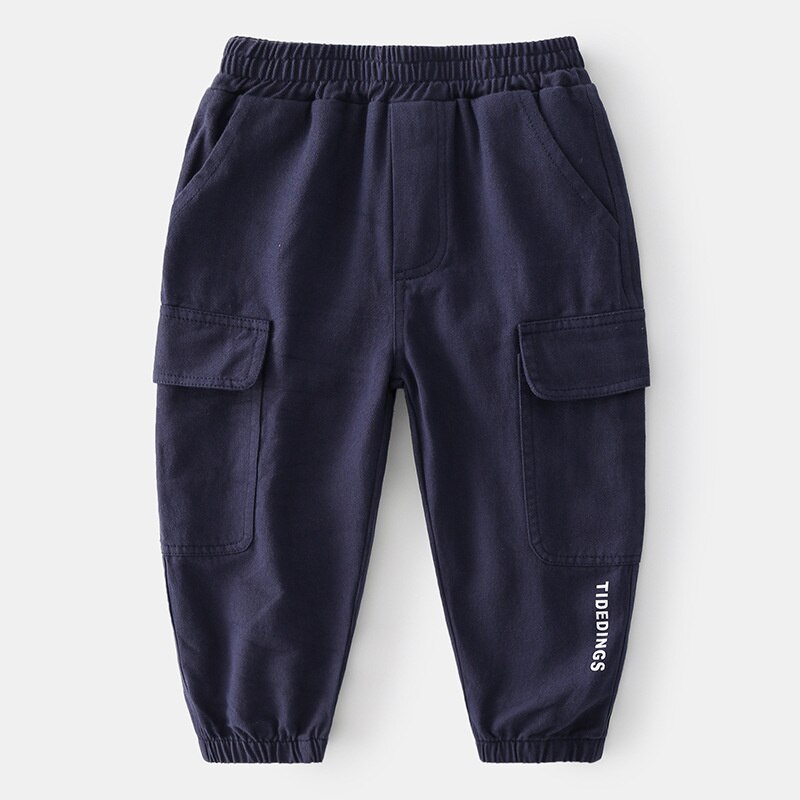 Spring Autumn Children&#39;s Baby Pants Korean Casual Pants Boys&#39; Pants Leggings Kids Girl Long Solid Color Pants Overalls: Navy Blue / 120cm