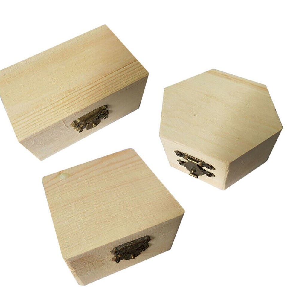 DIY Wooden Jewellery Box Unpainted Handmade Jewelry Storage Box Arts Crafts Home Storage Tool for Necklace