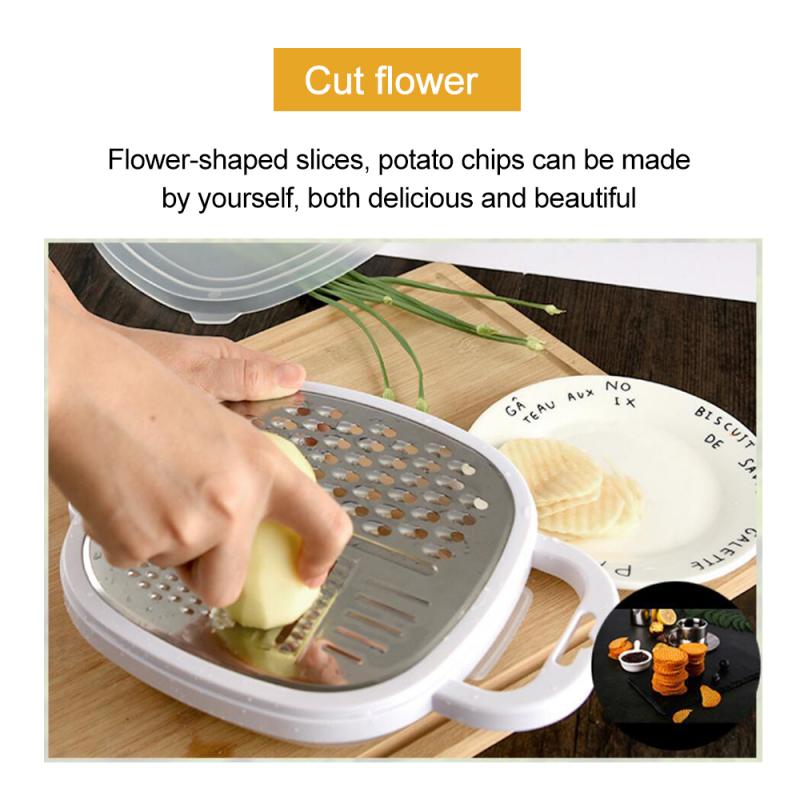 Mandoline Schneidemaschine Gemüse Cutter Professionelle Reibe mit Container Mittagessen Kasten 304 edelstahl klinge Gemüse Küche Werkzeug