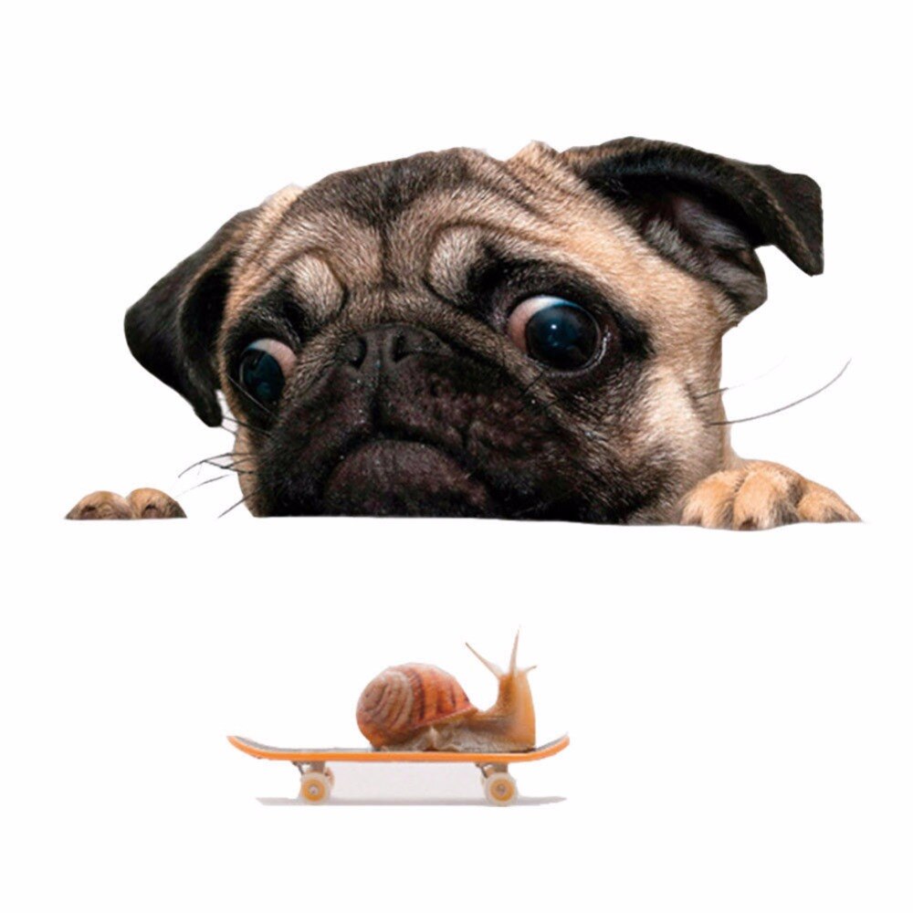 3D Pug Dog PVC Car Stickers For Laptop Decal Fridge Skateboard Kitchen Cute Home Decor Waterproof Cute Vinyl Decal #279320