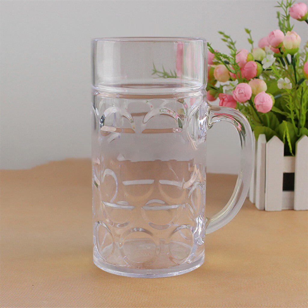 Reusable 32oz Plastic Beer Mug 1 Liter With Handles Pineapple Cup For Club Bar Party Large Capacity Thick Coffee Mug