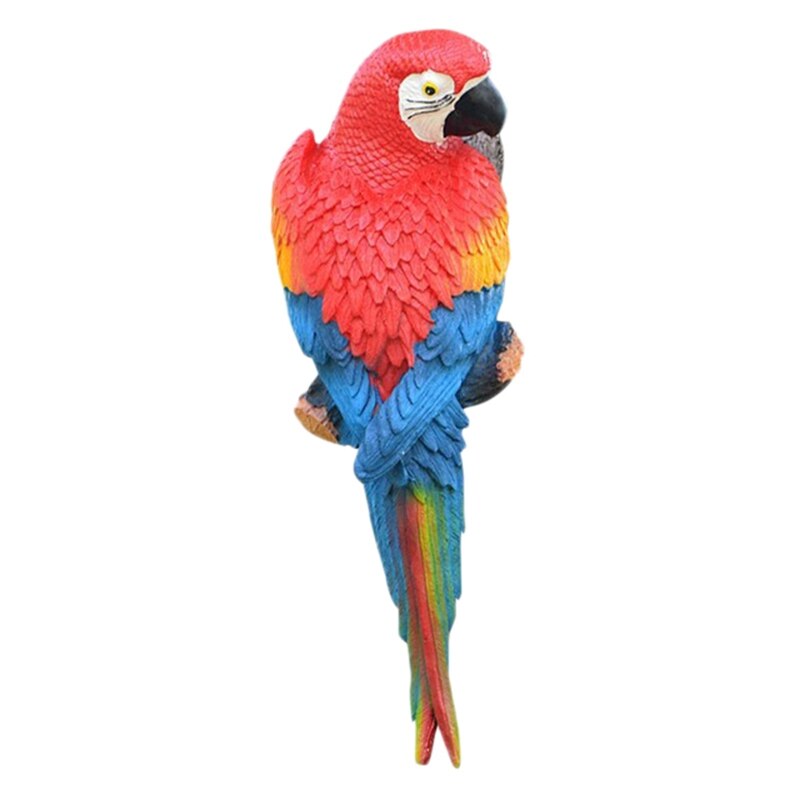 Resin Parrot Statue Wall Mounted DIY Outdoor Garden Tree Decoration Animal Sculpture Ornament-Left
