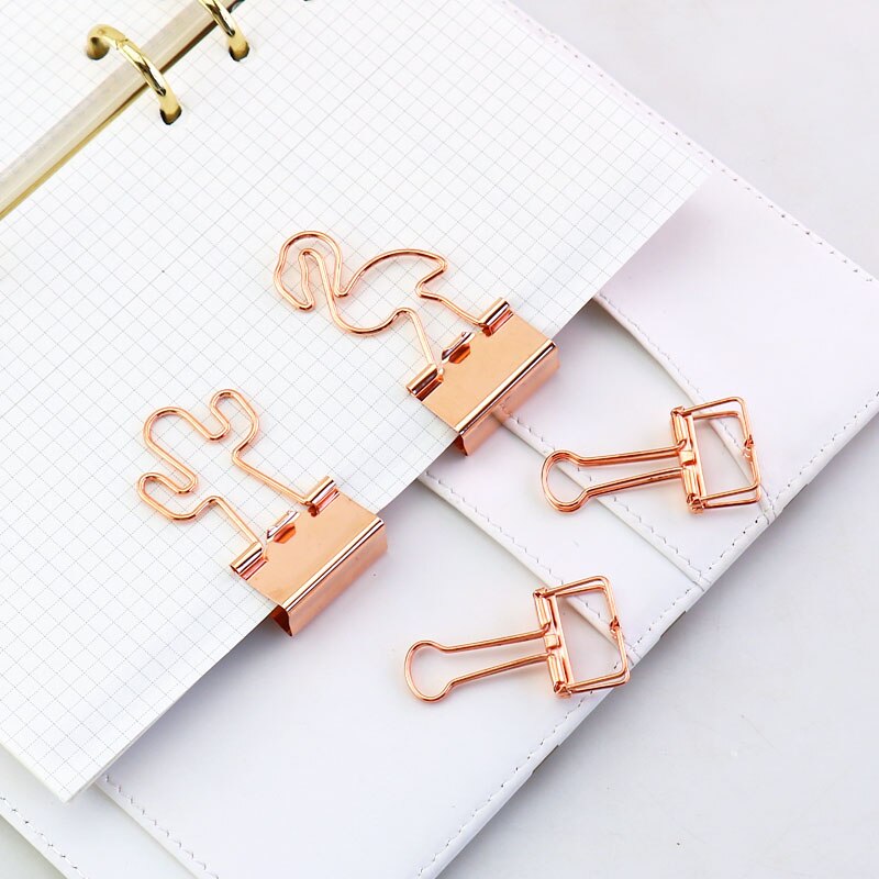 Tutu 12 stk./parti ensfarvet guld metal binder clips 25mm frisk stil blomst trykte noter brev papirclips kontorartikler  h0056
