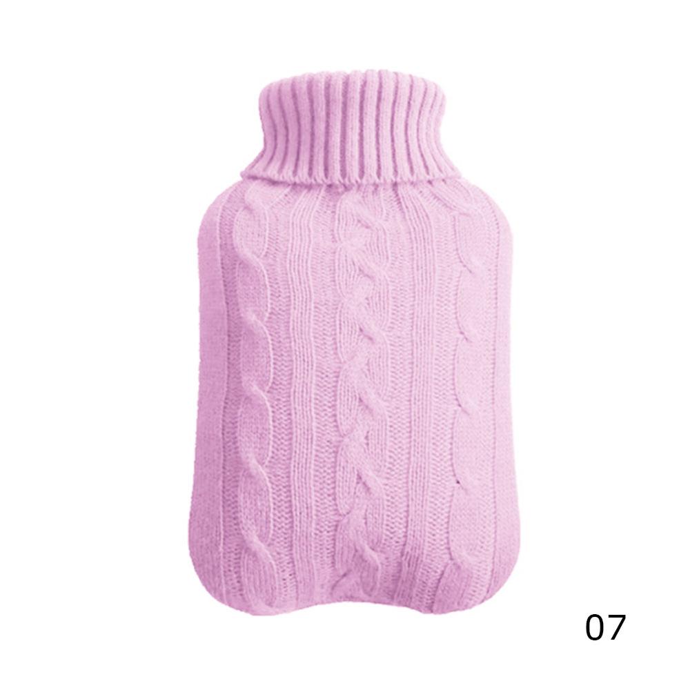 2000Ml Warm Water Fles Gebreide Cover Effen Kleur Water Gevulde Tas Doek Cover Handwarmer Winter Soft water Fles: Pink