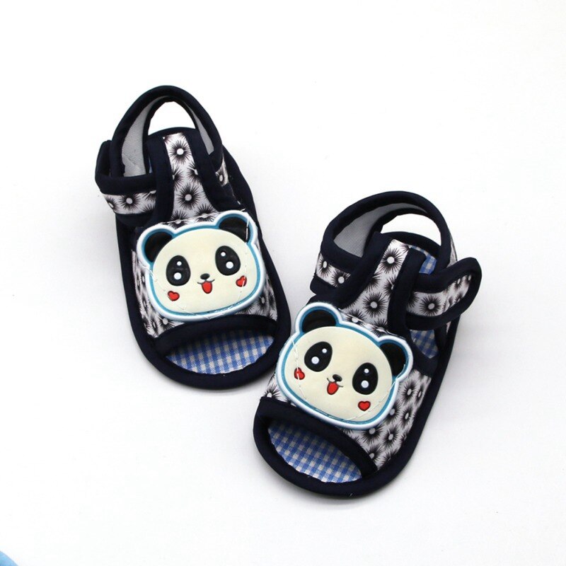 Sommer Junge Mädchen Cartoon Panda Muster Schuhe Weiche Sohle Outdoor Rutschig Atmungsaktive Schuhe: BLACK / 12