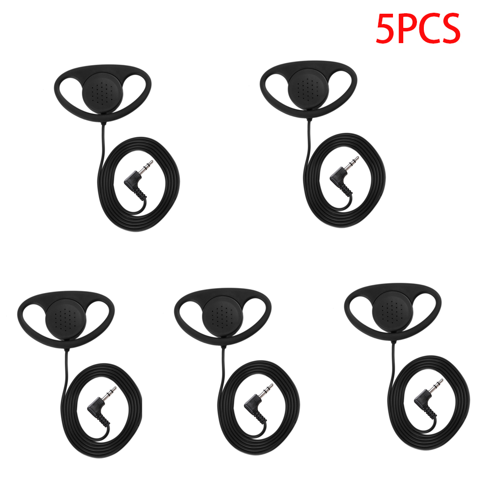 Fone de ouvido intra-auricular com fio, 3.5mm conectores em formato de d, gancho auricular macio, um lado sem microfone, para uso em celulares, laptops, seguranças, polícia e bares.: Preto