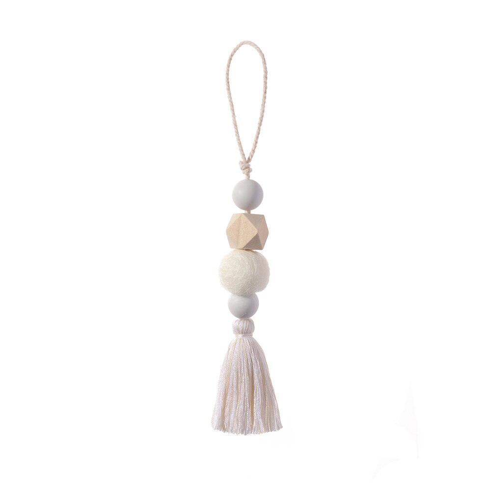 1/2 sztuk naturalne drewno girlanda z koralików juty rustykalne ścienne wiszące frędzle ciąg ręcznie Garland dom ozdoba dekoracje dla domu DIY: White21CM