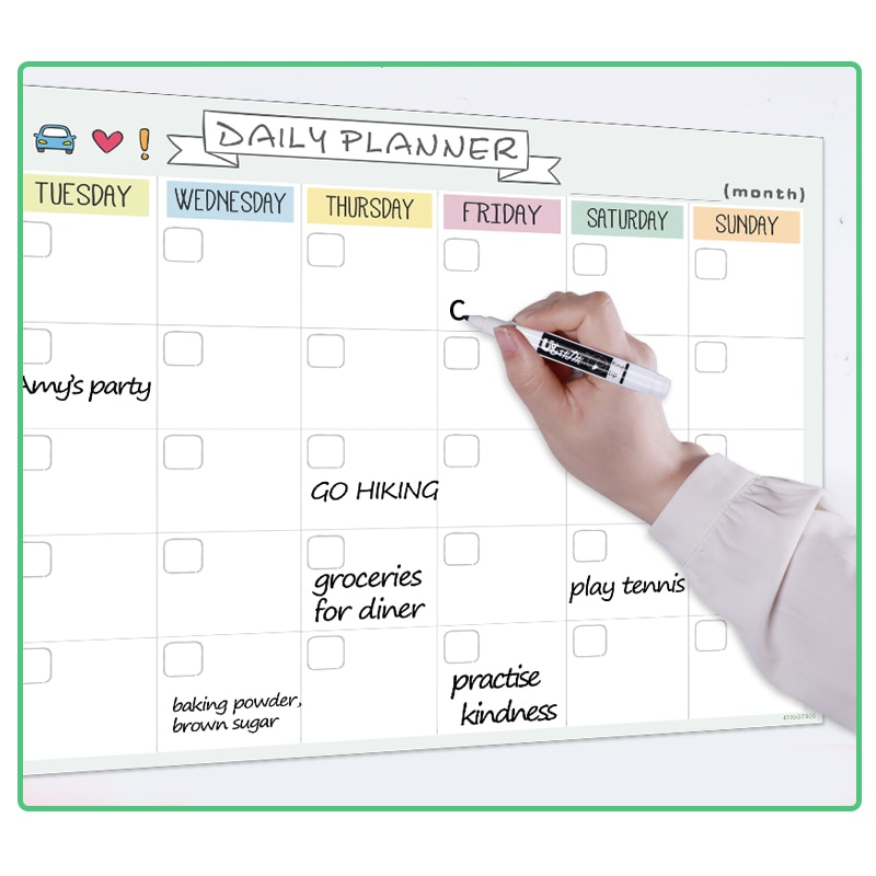 Magnetic Daily Weekly Monthly Planner Schedule Fridge Magnet Planning Organizer Agenda Message Drawing Memo Bulletin White Board