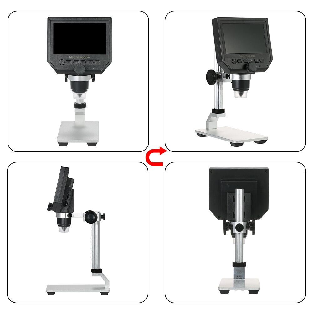 Bærbart digitalt mikroskop 4.3 " lcd elektronisk hd video mikroskoper usb endoskop lup kamera universal al-legering stent