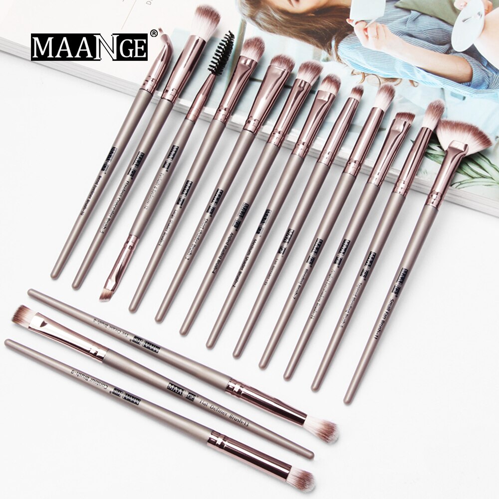 MAANGE – pinceaux de maquillage professionnels, brosses en éventail pour mélange de fards à paupières, sourcils, ensemble de beauté, 5/15 pièces,