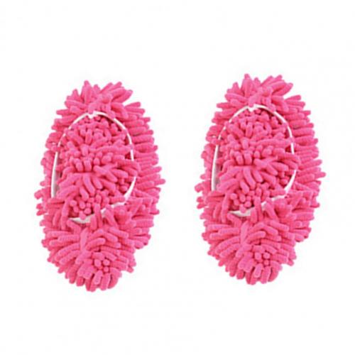 Shoes Cover Skin-friendly Dust Cleaning Soft Floor Mopping Cleaning Slipper for House Indoor Machine Washable Cloth Shoe Bag: Rose Red