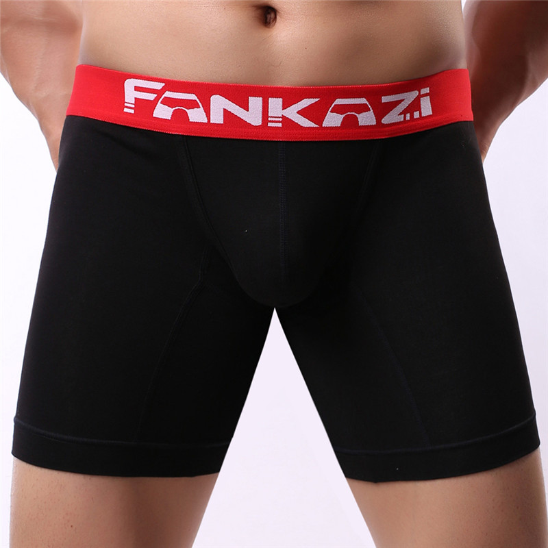 Long Boxers Men&#39;s Boxer for Men Cotton Soft Breathable Mens Underwear Men Boxershorts Male U-convex Panties: Black / M