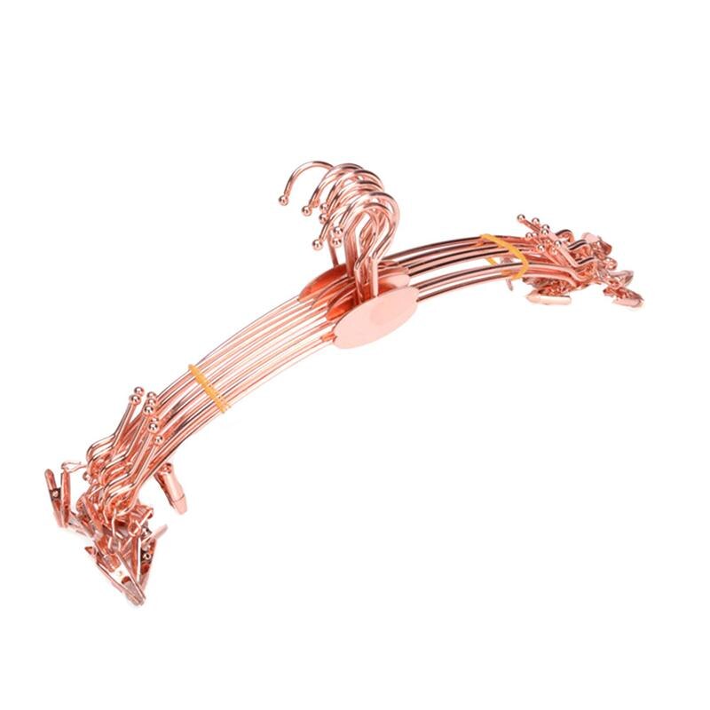 10 pçs cabides antiderrapantes cabides engrossados undewear cabide grampo cabides para casa loja de metal negrito antiderrapante roupa interior pendurado: Rose Gold Smooth