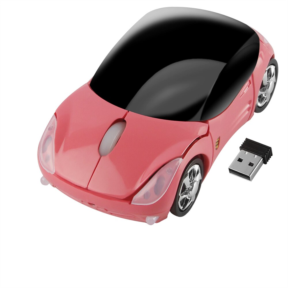 2.4G Wireless Mouse Mini Cute 3D Car Shape Computer Mause 1600 DPI USB Optical Kid Girl Small Mice For Laptop PC Notebook: Only Pink Mouse