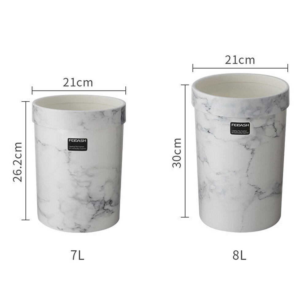 Poubelle à motif de marbre | Poubelle en plastique, bureau, salle de bains, cuisine, poubelle de salon, chambre à coucher, poubelle sans couvercle, Style européen