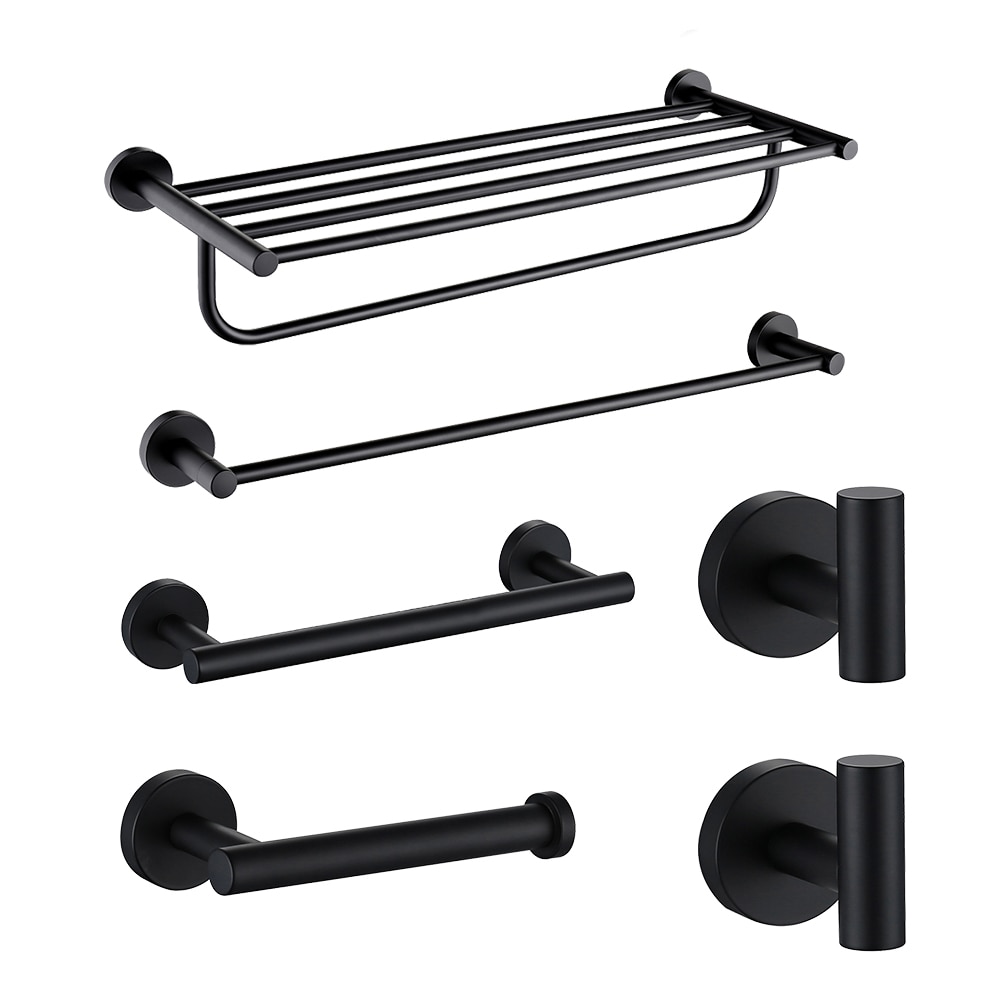 Bathroom Hardware Set Black Robe Hook Towel Rail Bar Rock Bar Shelf Tissue Paper Holder Bathroom Accessories.