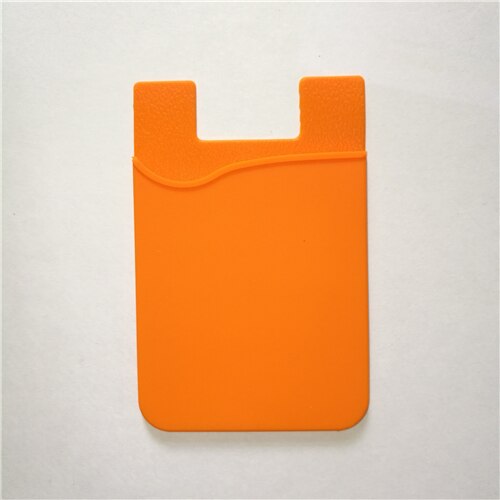 1PCS Silicone Card Cover Mobile Phone Back Pocket Women Men Card Case Elastic Non-slip Cell Phone Stick Adhesive Card Holder: Orange