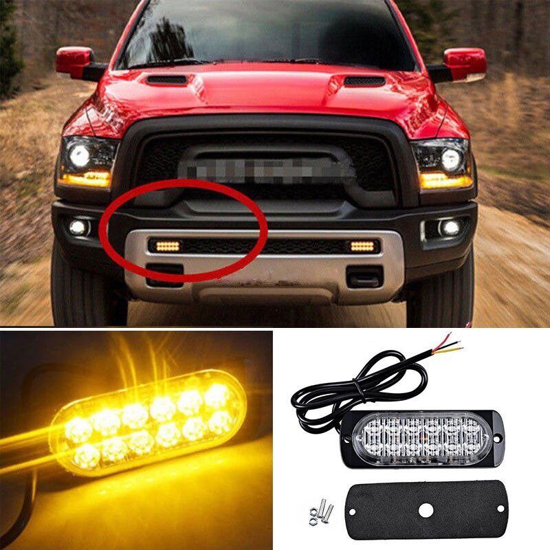 1set DC 12-24V 36W Yellow 12LED Car Parts Truck Warn Safety Urgent Always Bright Light Lamp 1*LED Light