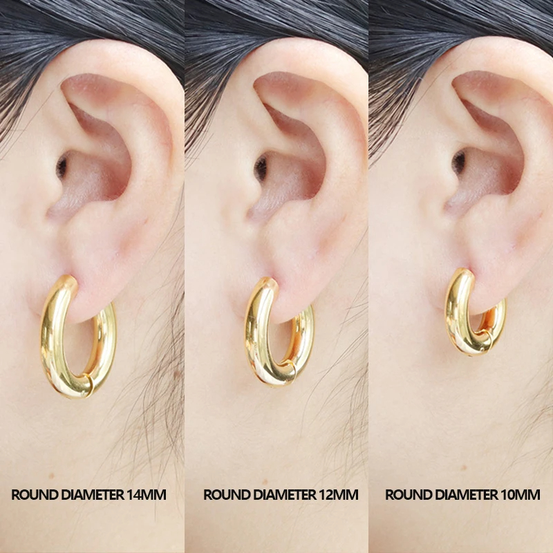2pc Stainless Steel Small Hoop Earrings Punk Hip Hop Circle Round Huggie Hoop Earrings for Women Men Ear Ring Ear Bone Buckle