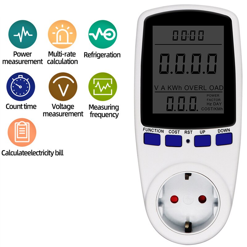 EU Plug Power Meter Digital Wattmeter Socket AC 220V Energy Meter LCD Disply Electricity Cost Diagram Measuring Socket Analyzer: V016 Model