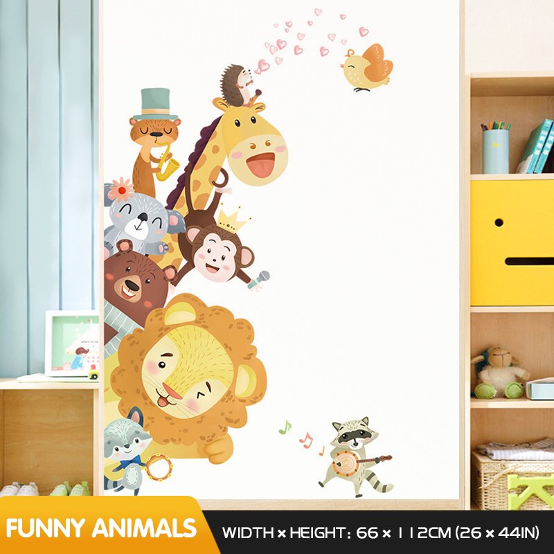 Pegatinas de pared de animales bonitos, pegatina de puerta, decoración de esquina, autoadhesiva, decoración del hogar, habitación de niños, decoración de dormitorio de bebé: Funny animals